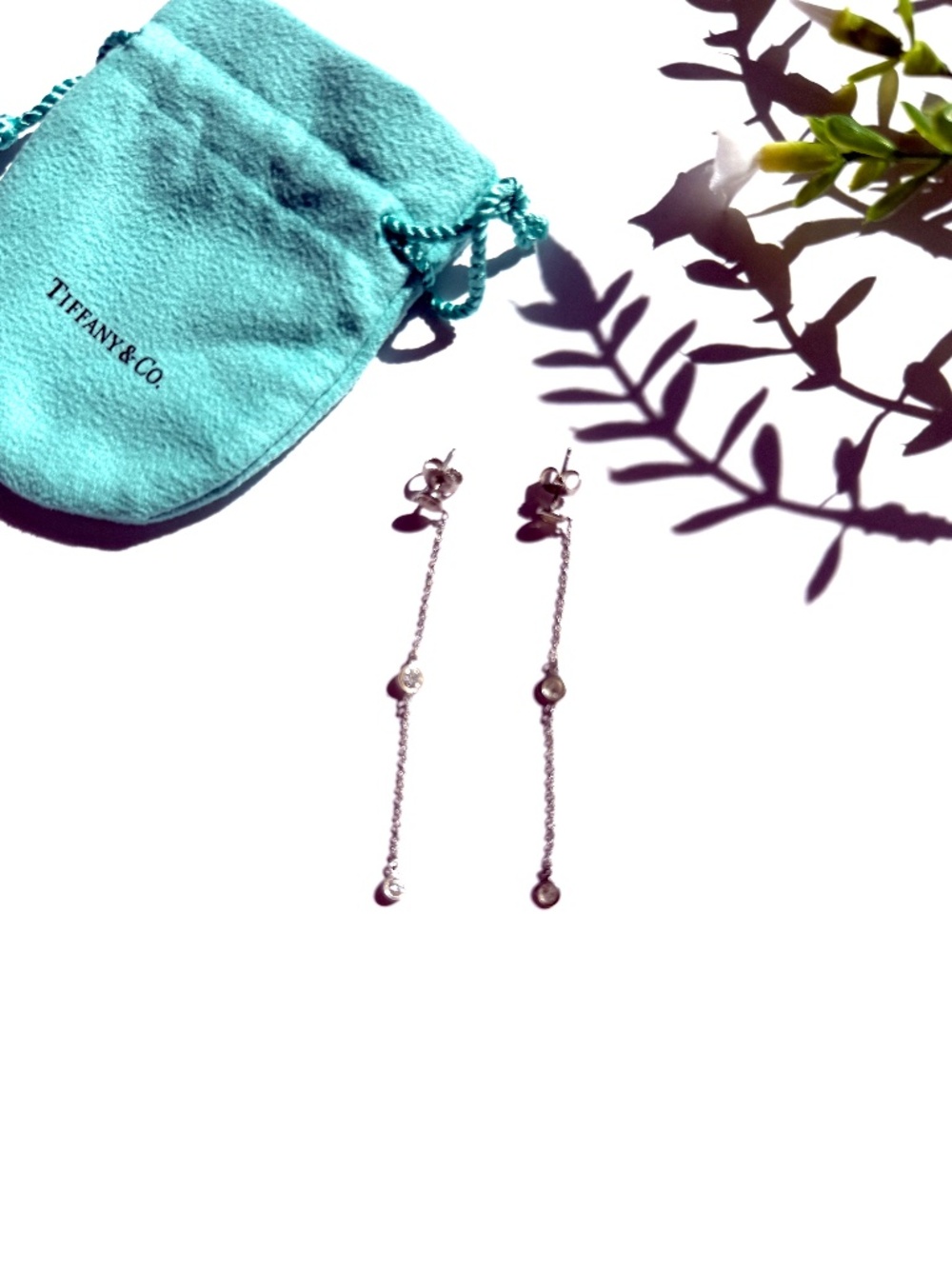 Tiffany & Co Elsa Peretti .80 ct Platinum Diamond Drop Earrings